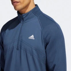 Adidas Statement 1/4 Zip Golf Sweater 15 Adidas Statement 1/4 Zip Golf Sweater -Golf Apparel Store Adidas AW22 Fleece Quarter Zip Pullover HT1322 SWADI313 Crew Navy Model 2