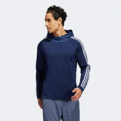 Adidas 3 Stripe COLD.RDY Golf Hoodie -Golf Apparel Store Adidas AW22 Three Stripe Cold.Rdy Hoodie HS4813 SWADI318 Collegiate Navy Model 1