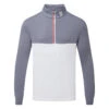 FootJoy Colour Blocked Chill-Out 1/2 Zip Golf Pullover -Golf Apparel Store FootJoy SS22 Colour Blocked Chill Out 1 2 Zip Golf Sweater Graphite White 88401 Front