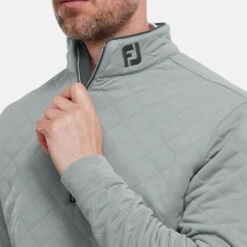FootJoy Diamond Jacquard Chill-Out 1/4 Zip Golf Pullover 12 FootJoy Diamond Jacquard Chill-Out 1/4 Zip Golf Pullover -Golf Apparel Store FootJoy SS22 Diamond Jacquard Chill Out 1 4 Zip Golf Sweater Grey Charcoal 88453 model 2