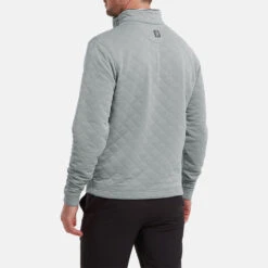 FootJoy Diamond Jacquard Chill-Out 1/4 Zip Golf Pullover 13 FootJoy Diamond Jacquard Chill-Out 1/4 Zip Golf Pullover -Golf Apparel Store FootJoy SS22 Diamond Jacquard Chill Out 1 4 Zip Golf Sweater Grey Charcoal 88453 model 3