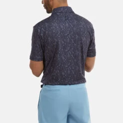 FootJoy Digital Camo FJ Print Lisle Golf Polo Shirt -Golf Apparel Store FootJoy SS22 Digital Camo FJ Print Lisle Golf Polo Shirt Navy 88436 model 3
