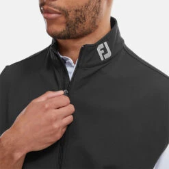 FootJoy Knit Full Zip Golf Vest -Golf Apparel Store FootJoy SS22 Knit Full Zip Golf Vest Black 88455 model 2