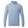 FootJoy Pin Dot Chill-Out Golf Pullover 2 FootJoy Pin Dot Chill-Out Golf Pullover -Golf Apparel Store FootJoy SS22 Pin Dot Chill Out Sweater 88797 SWFOO157 Denim Bluestone Azure Front