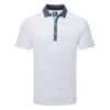 FootJoy Tossed Tulip Trim Pique Golf Polo Shirt -Golf Apparel Store FootJoy SS23 Tossed Tulip Trim Pique Polo Shirt 80024 SHFOO230 S White Navy Front