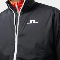 J.Lindeberg Ash Light Packable Golf Wind Jacket -Golf Apparel Store J.Lindeberg SS22 Ash Light Packable Golf Jacket GMOW05618 9999 Code WTLIN024 M Black White Model 2