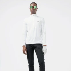 J.Lindeberg Luke 1/2 Zip Golf Sweater -Golf Apparel Store J.Lindeberg SS22 Luke Half Zip Mid Layer GMJS06340 0000 Code SWLIN044 M White Black model 1