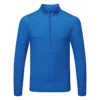 J.Lindeberg Luke Print 1/2 Zip Golf Sweater -Golf Apparel Store J.Lindeberg SS23 Luke Print Half Zip Mid Layer AMJS08260 0477 SWLIN106 Lapis Outline Bridge Swirl Front