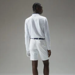 J.Lindeberg Tyson Long Sleeve Golf Polo Shirt -Golf Apparel Store J.Lindeberg Tyson LS Reg Fit Polo GMJT07801 0000 SHLIN154 WhiteNavy Peony Model 3