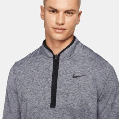 Nike Dry Victory Heather 1/2 Zip Golf Sweater -Golf Apparel Store Nike Victory Heather 1 2 Zip Golf Sweater Obsidian Black DH1261 451 SWNIK257 Model 2