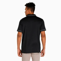 Puma Cloudspun Monarch Golf Polo Shirt -Golf Apparel Store Puma AW22 Cloudspun Monarch Polo 530991 01 SHPUM642 Black Heather High Rise Model 3