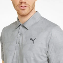 Puma Cloudspun Leaflet Golf Polo Shirt 12 Puma Cloudspun Leaflet Golf Polo Shirt -Golf Apparel Store Puma SS22 Cloudspun Leaflet Polo 535445 01 SHPUM652 Quiet Shade Heather Model 2