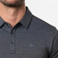 TravisMathew The Heater Golf Polo Shirt Black -Golf Apparel Store Travis Mathew SS21 The Heater Golf Polo Shirt 1MW395 Code SHTRA036 M Vintage Indigo Black model 2