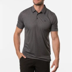 TravisMathew Two Hour Delay Golf Polo Shirt 10 TravisMathew Two Hour Delay Golf Polo Shirt -Golf Apparel Store Travis Mathew SS21 Two Hour Delay Polo Shirt 1MV108 Code SHTRA033 M Heather Dark Grey Model 1