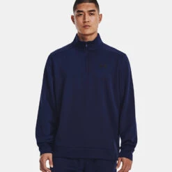 Under Armour Fleece 1/4 Zip Golf Sweater -Golf Apparel Store Under Armour AW22 1 4 Zip Sweater 1373358 410 SWUND174 XXL Midnight Navy Black Model 1