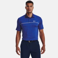 Under Armour Playoff 2.0 Hollen Stripe Golf Polo Shirt -Golf Apparel Store Under Armour AW22 Playoff 2.0 Hollen Stripe Polo Shirt 1327037 489 SHUND298 Bauhaus Blue Versa Blue Oxford Blue Model 1