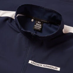 Under Armour Storm Windstrike Full Zip Golf Wind Jacket -Golf Apparel Store Under Armour SS23 Storm Windstrike Full Zip Wind Top 1377383 410 WTUND107 S Midnight Navy Midnight Navy White Detail