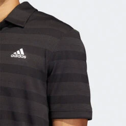 Adidas Two Colour Stripe Primegreen Golf Polo Shirt -Golf Apparel Store adidas SS22 Two Colour Stripe Primegreen Golf Polo Shirt Black Grey Six HI5180 SHADI659 Model 2