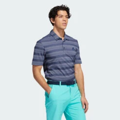 Adidas Two Colour Stripe Primegreen Golf Polo Shirt -Golf Apparel Store adidas SS22 Two Colour Stripe Primegreen Golf Polo Shirt HI5181 M SHADI658 Navy White Model 3